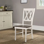 Chaise de salle à manger en bois blanc antique avec assise couleur cerisier (Lot de 2) - 45,08 cm (L) x 59,69 cm (P) x 99,06 cm (H)