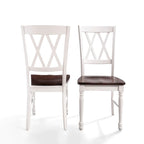 Chaise de salle à manger en bois blanc antique avec assise couleur cerisier (Lot de 2) - 45,08 cm (L) x 59,69 cm (P) x 99,06 cm (H)