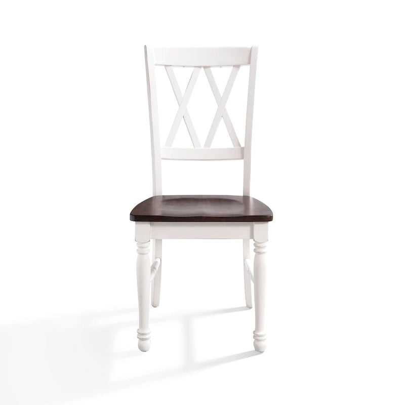 Chaise de salle à manger en bois blanc antique avec assise couleur cerisier (Lot de 2) - 45,08 cm (L) x 59,69 cm (P) x 99,06 cm (H)