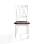 Chaise de salle à manger en bois blanc antique avec assise couleur cerisier (Lot de 2) - 45,08 cm (L) x 59,69 cm (P) x 99,06 cm (H)