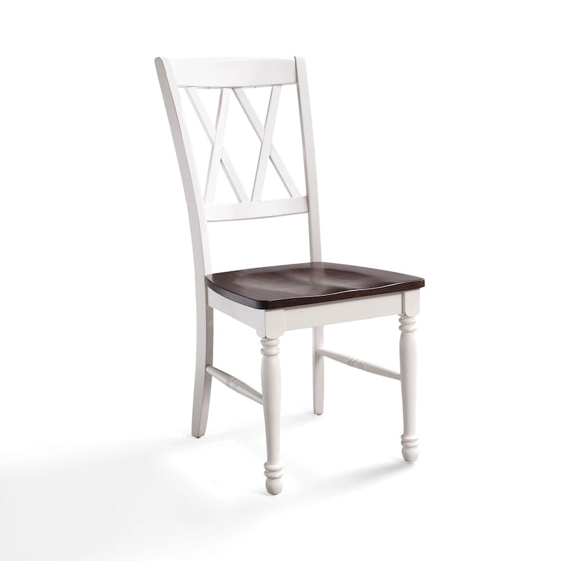 Chaise de salle à manger en bois blanc antique avec assise couleur cerisier (Lot de 2) - 45,08 cm (L) x 59,69 cm (P) x 99,06 cm (H)