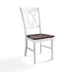 Chaise de salle à manger en bois blanc antique avec assise couleur cerisier (Lot de 2) - 45,08 cm (L) x 59,69 cm (P) x 99,06 cm (H)