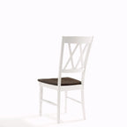 Chaise de salle à manger en bois blanc antique avec assise couleur cerisier (Lot de 2) - 45,08 cm (L) x 59,69 cm (P) x 99,06 cm (H)