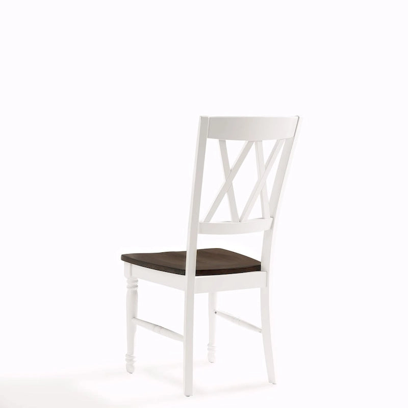 Chaise de salle à manger en bois blanc antique avec assise couleur cerisier (Lot de 2) - 45,08 cm (L) x 59,69 cm (P) x 99,06 cm (H)