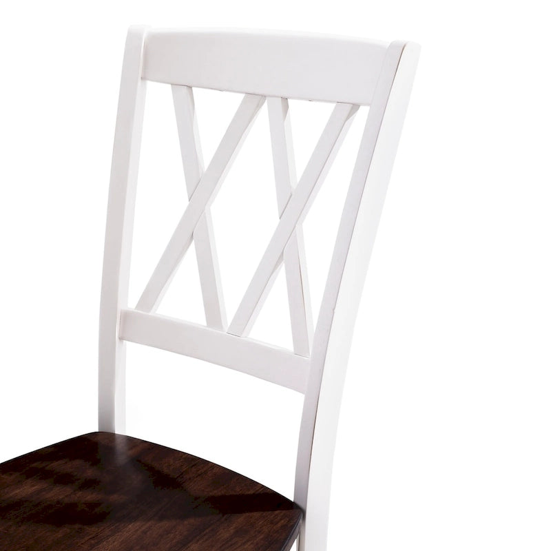 Chaise de salle à manger en bois blanc antique avec assise couleur cerisier (Lot de 2) - 45,08 cm (L) x 59,69 cm (P) x 99,06 cm (H)