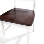 Chaise de salle à manger en bois blanc antique avec assise couleur cerisier (Lot de 2) - 45,08 cm (L) x 59,69 cm (P) x 99,06 cm (H)