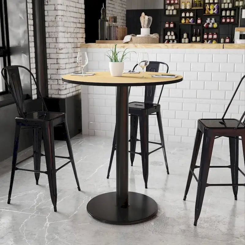 Ensemble de table de bar carrée en stratifié de 36 po avec pied en fonte