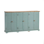 Buffet à persiennes à 6 portes avec plateau en bois – 63 x 12 x 36