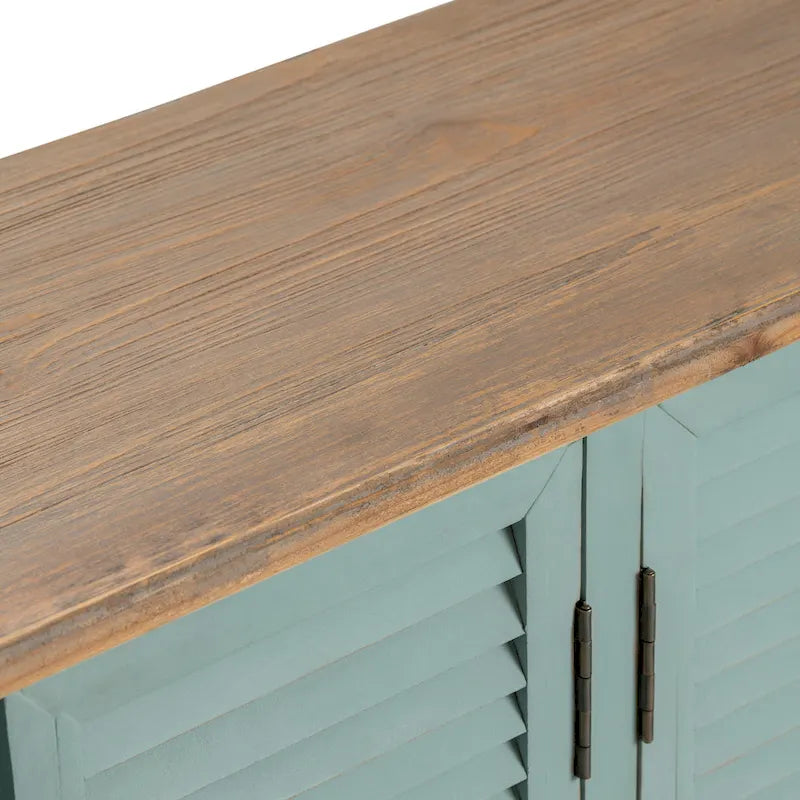 Buffet à persiennes à 6 portes avec plateau en bois – 63 x 12 x 36
