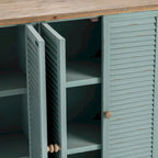 Buffet à persiennes à 6 portes avec plateau en bois – 63 x 12 x 36