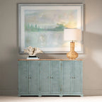 Buffet à persiennes à 6 portes avec plateau en bois – 63 x 12 x 36