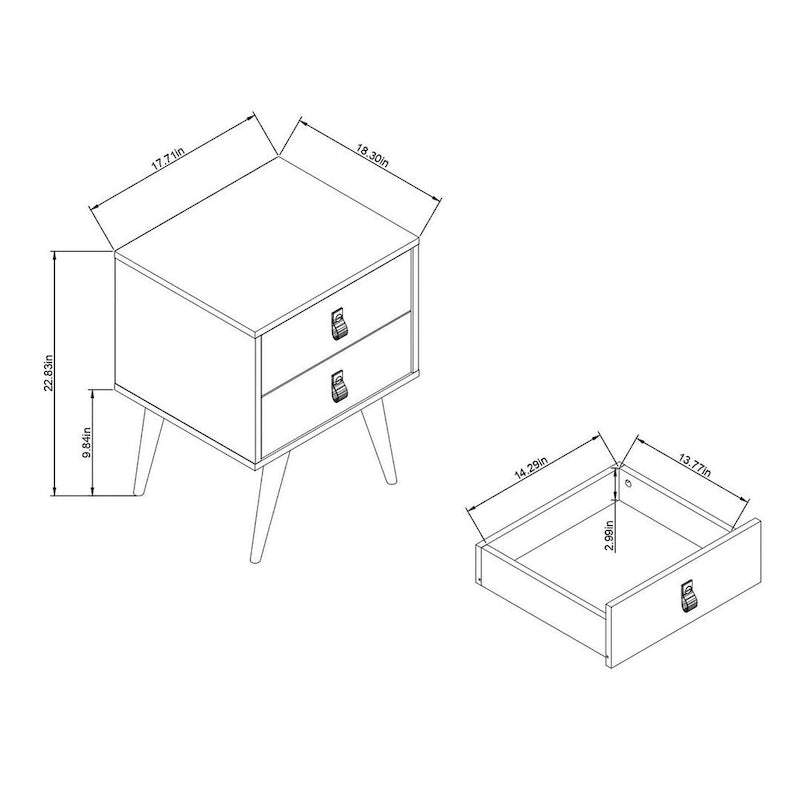 Table de chevet Amber avec poignées en similicuir