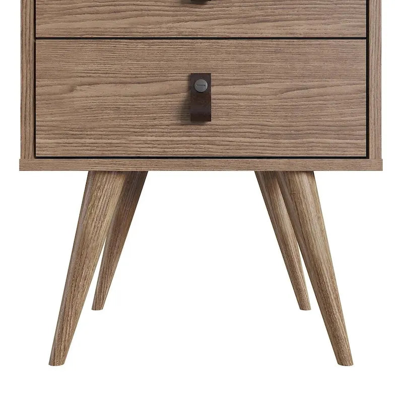 Table de chevet Amber avec poignées en similicuir