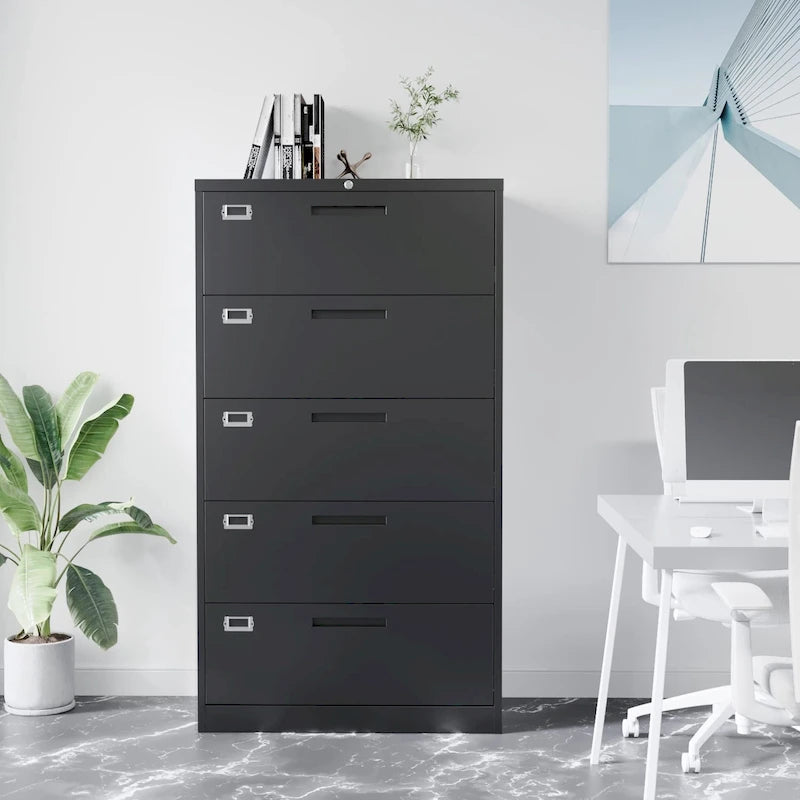Armoire de classement latérale en acier à 5 tiroirs