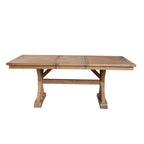 Table de salle à manger extensible de 78 pouces, piètement tréteau, bois de pin, brun naturel