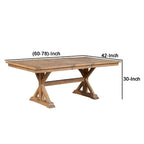 Table de salle à manger extensible de 78 pouces, piètement tréteau, bois de pin, brun naturel