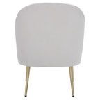 Fauteuil d'appoint en velours capitonné avec pieds en métal doré