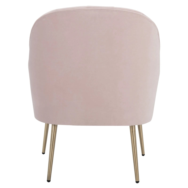 Fauteuil d'appoint en velours capitonné avec pieds en métal doré