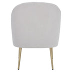 Fauteuil d'appoint en velours capitonné avec pieds en métal doré