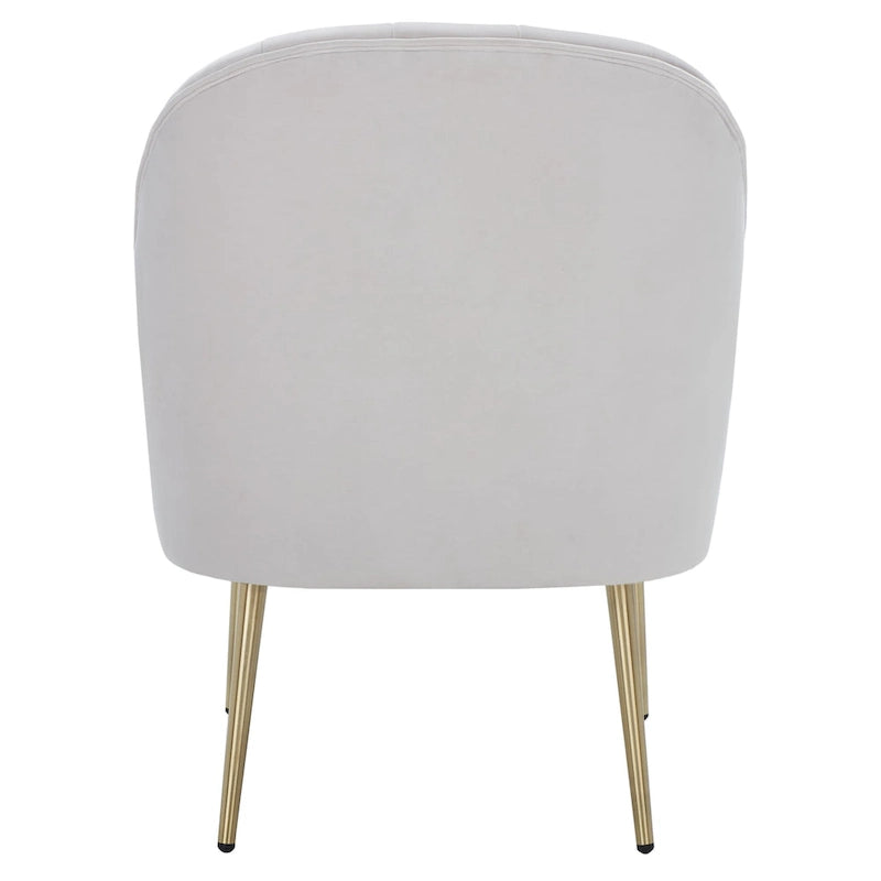 Fauteuil d'appoint en velours capitonné avec pieds en métal doré