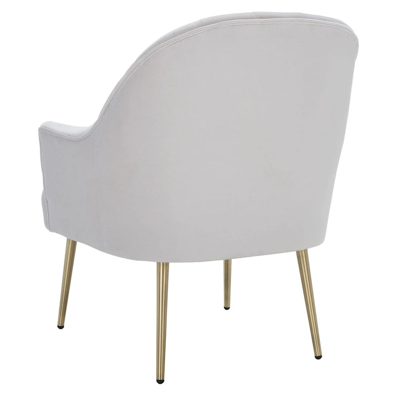 Fauteuil d'appoint en velours capitonné avec pieds en métal doré