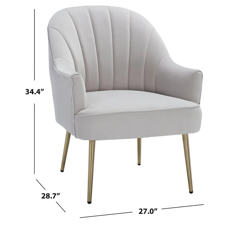 Fauteuil d'appoint en velours capitonné avec pieds en métal doré
