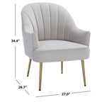 Fauteuil d'appoint en velours capitonné avec pieds en métal doré