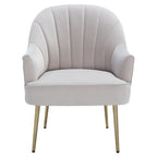 Fauteuil d'appoint en velours capitonné avec pieds en métal doré