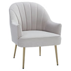 Fauteuil d'appoint en velours capitonné avec pieds en métal doré
