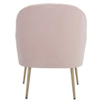 Fauteuil d'appoint en velours capitonné avec pieds en métal doré