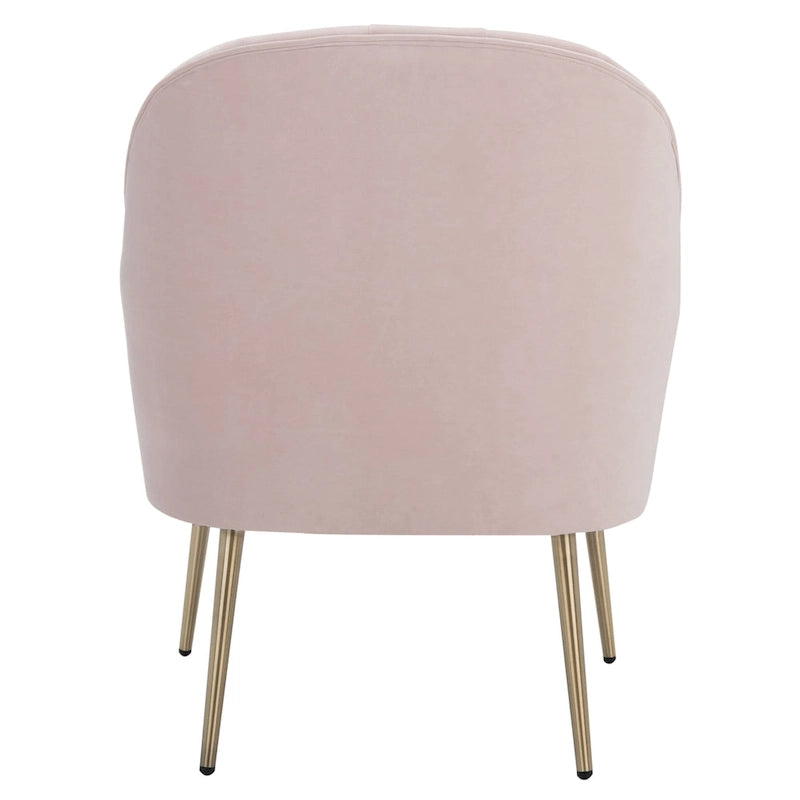 Fauteuil d'appoint en velours capitonné avec pieds en métal doré