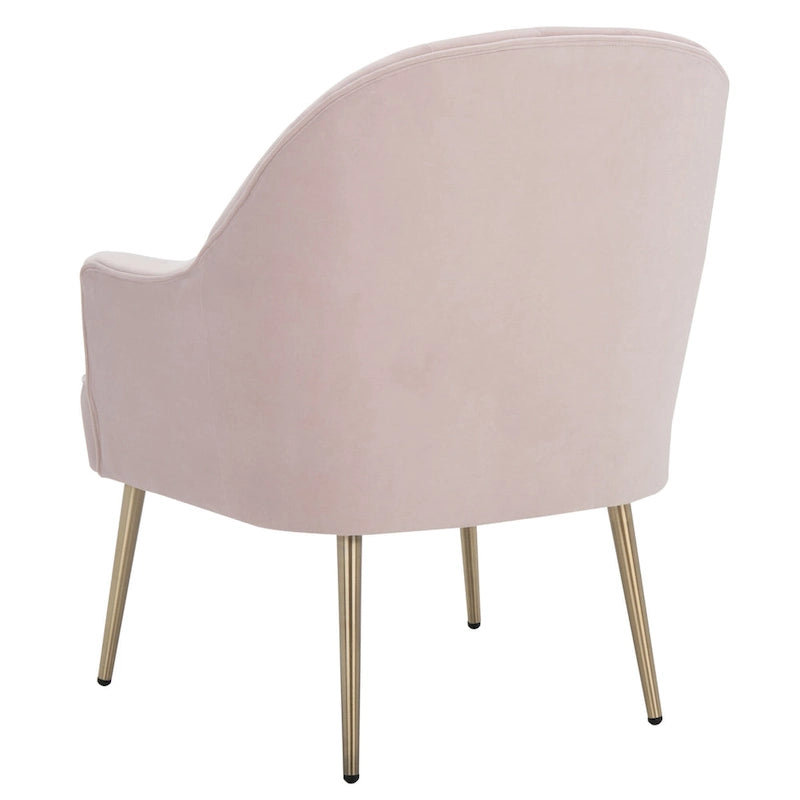 Fauteuil d'appoint en velours capitonné avec pieds en métal doré