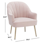 Fauteuil d'appoint en velours capitonné avec pieds en métal doré