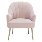 Fauteuil d'appoint en velours capitonné avec pieds en métal doré