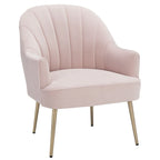 Fauteuil d'appoint en velours capitonné avec pieds en métal doré