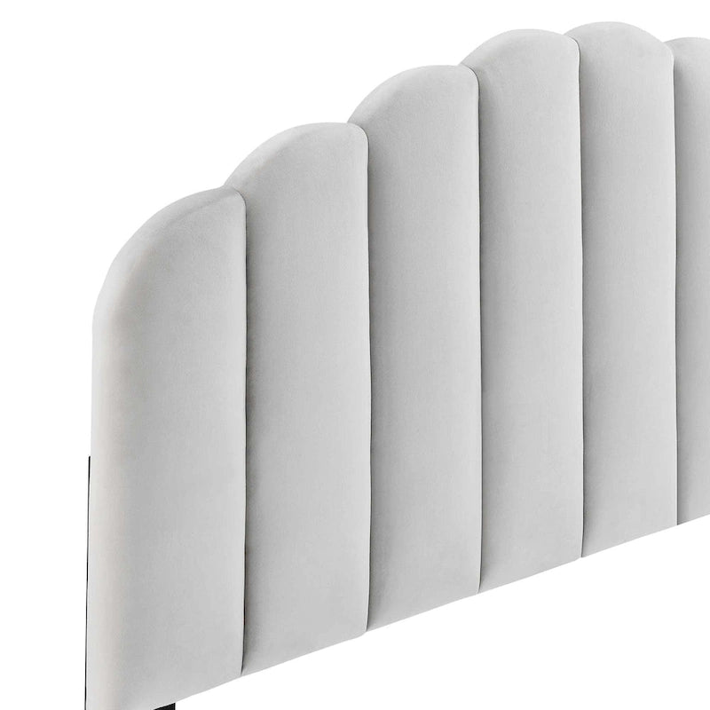 Tête de lit capitonnée en velours festonné – Grand lit/Très grand lit
