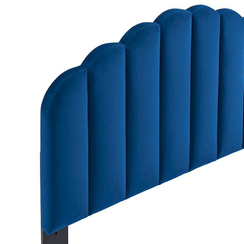 Tête de lit capitonnée en velours festonné – Grand lit/Très grand lit