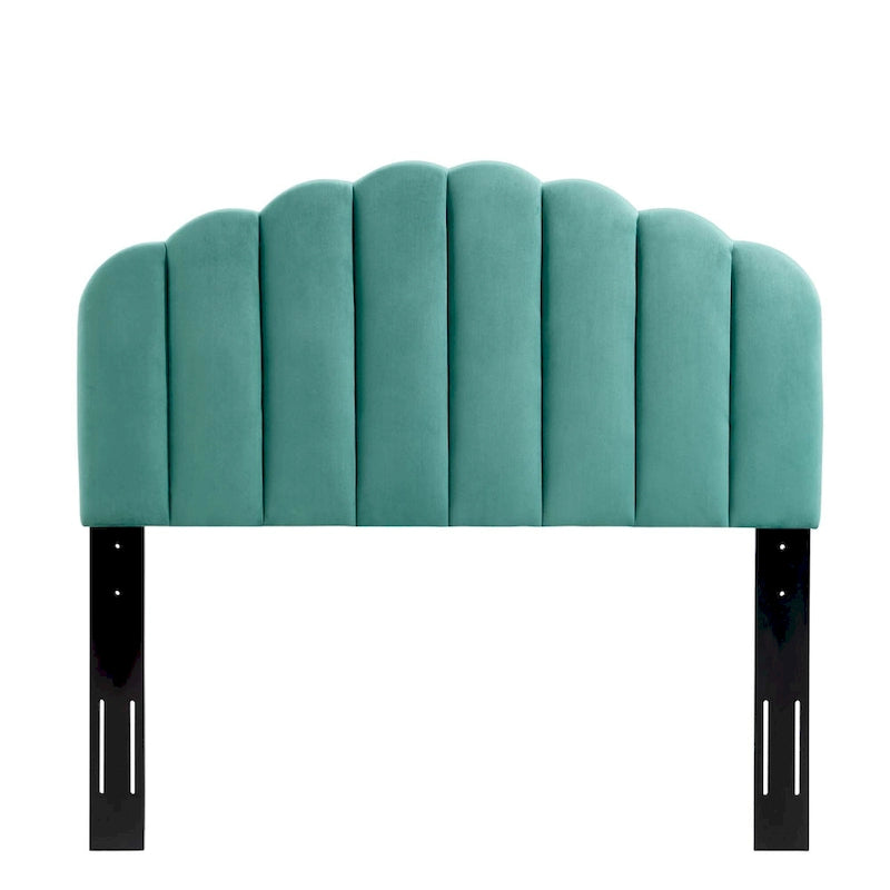 Tête de lit capitonnée en velours festonné – Grand lit/Très grand lit