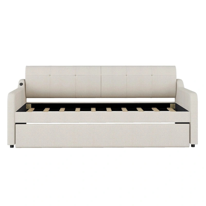 Lit de repos une place avec lit gigogne escamotable et port de chargement USB