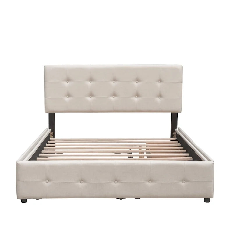 Lit plateforme Queen avec tiroirs de rangement et lit gigogne double XL
