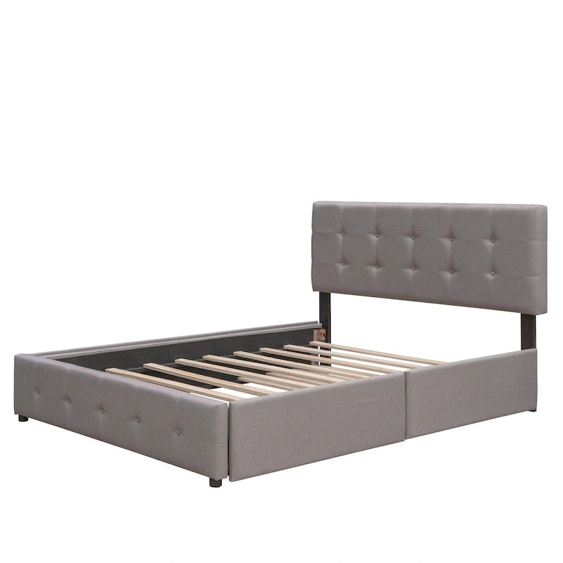 Lit plateforme Queen avec tiroirs de rangement et lit gigogne double XL