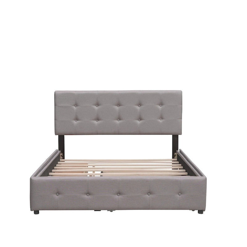 Lit plateforme Queen avec tiroirs de rangement et lit gigogne double XL