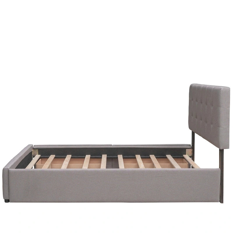 Lit plateforme Queen avec tiroirs de rangement et lit gigogne double XL