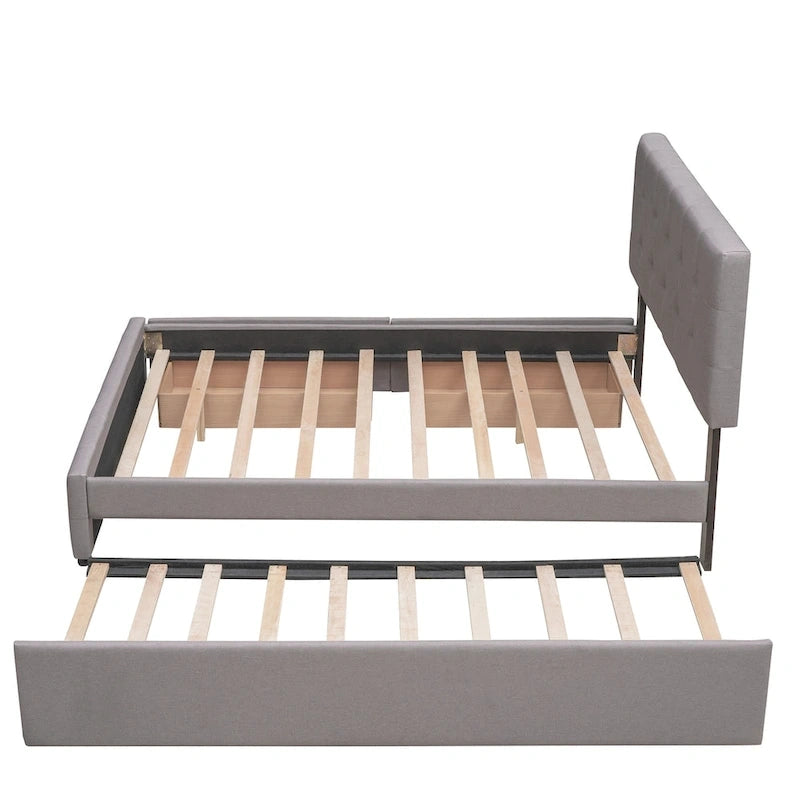 Lit plateforme Queen avec tiroirs de rangement et lit gigogne double XL