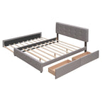 Lit plateforme Queen avec tiroirs de rangement et lit gigogne double XL