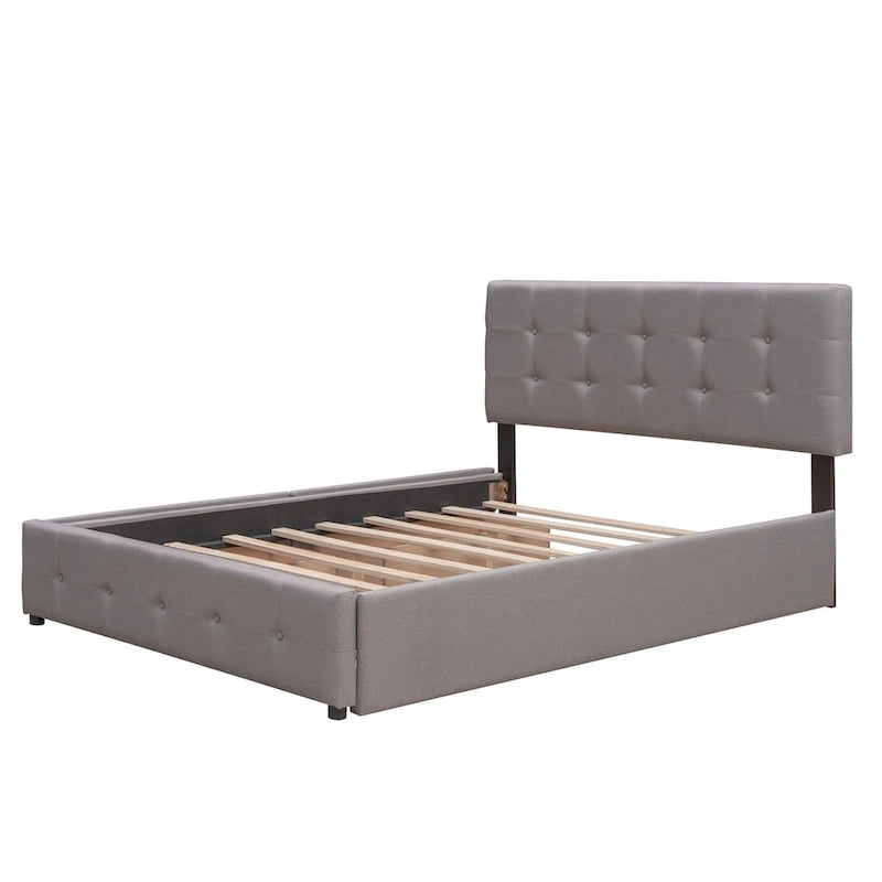 Lit plateforme Queen avec tiroirs de rangement et lit gigogne double XL