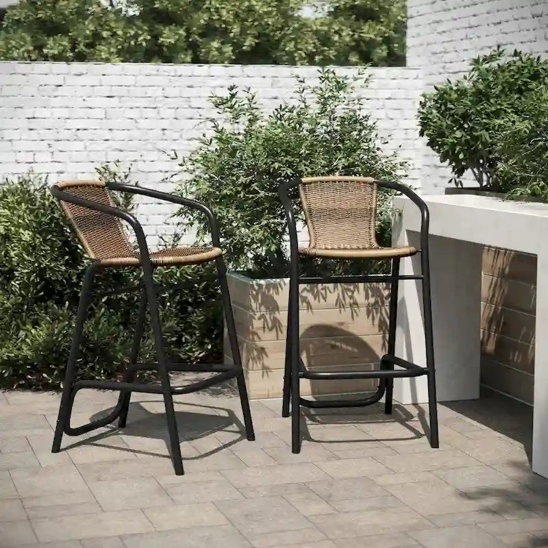Tabourets de bar en rotin intérieur/extérieur, lot de 2