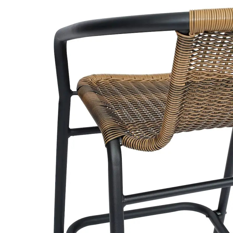 Tabourets de bar en rotin intérieur/extérieur, lot de 2