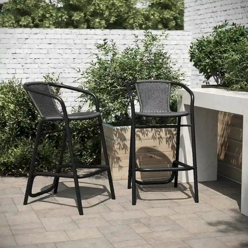 Tabourets de bar en rotin intérieur/extérieur, lot de 2