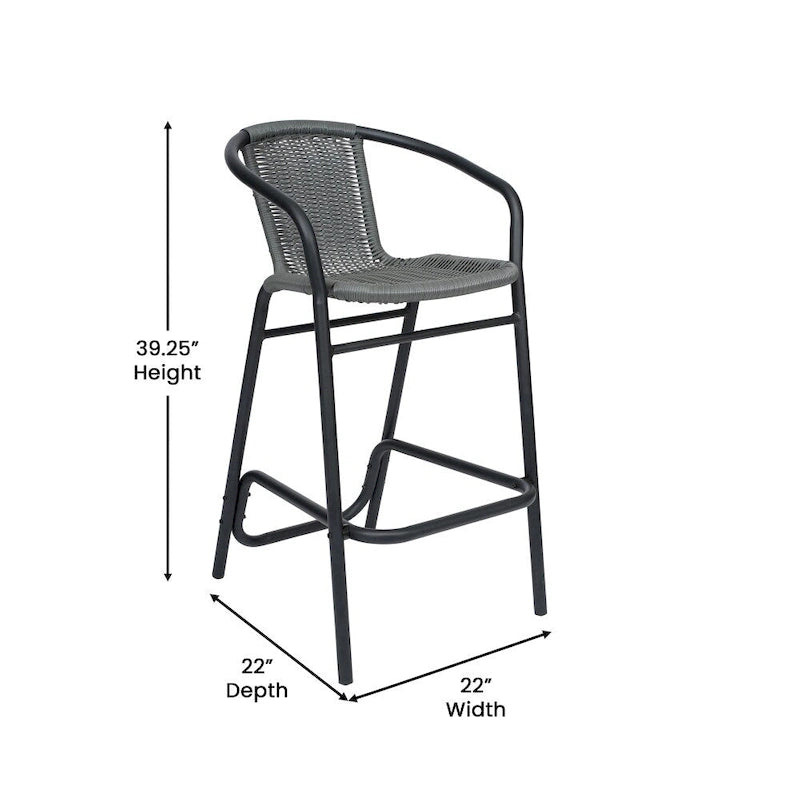 Tabourets de bar en rotin intérieur/extérieur, lot de 2